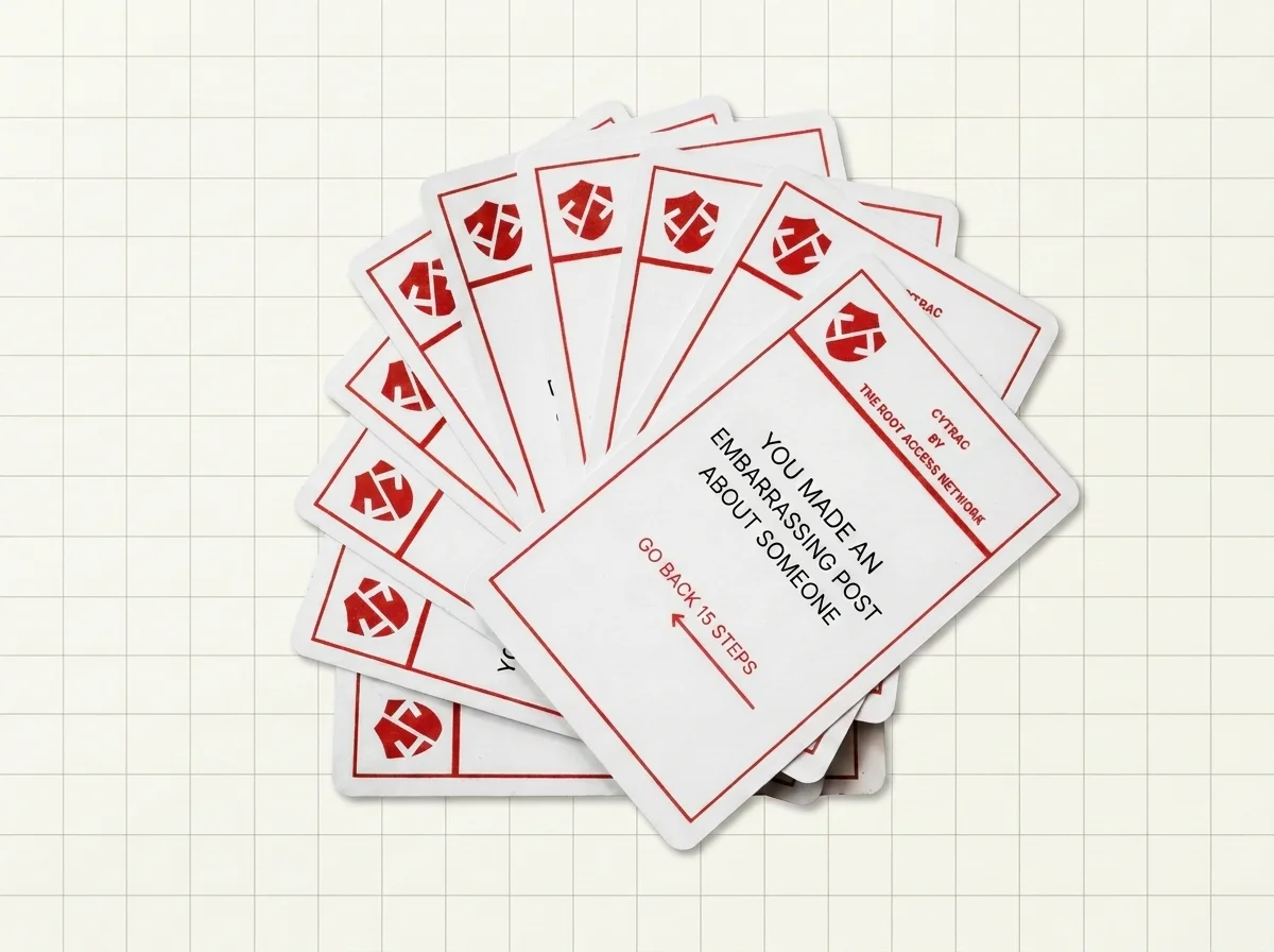 CYTRAC card deck fanned out showing threat and defence cards
